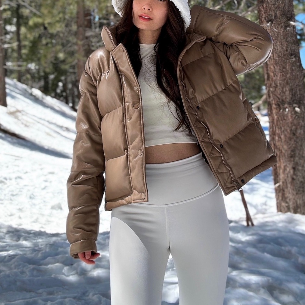 Aritzia superpuff faux leather Puffer Jacket